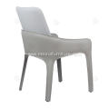 Italian minimalist white saddle leather armest chairs